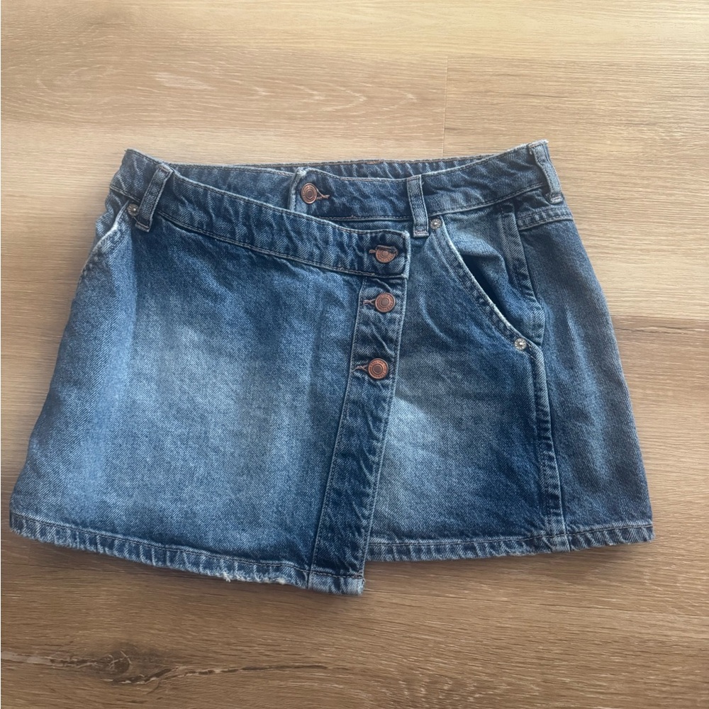 Free People Asymmetrical front Denim Mini Skirt